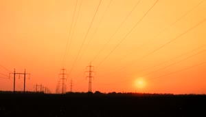 Free Stock Video Silhouettes Of Electric Power Lines And Towers Live Wallpaper