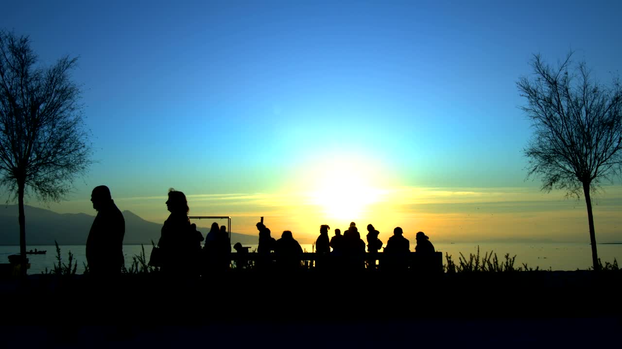 Download Free Stock Video Silhouettes Of People At Sunset On The Beach Live Wallpaper