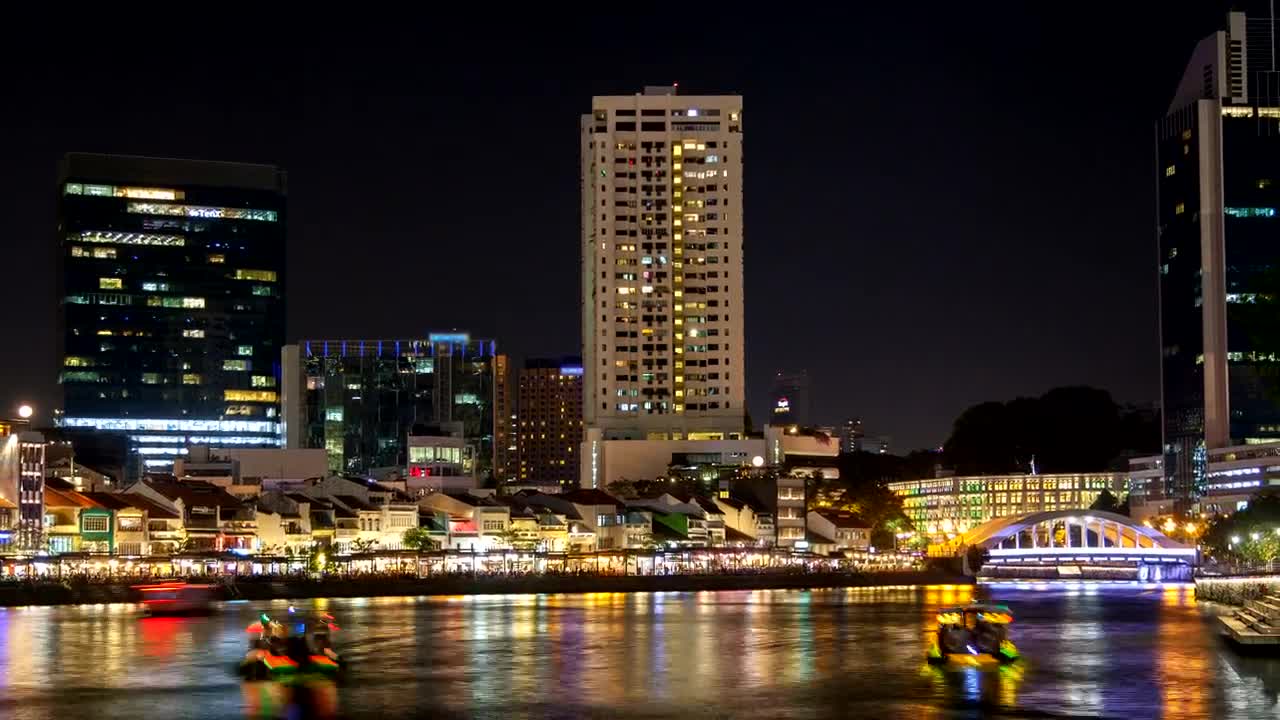 Download Free Stock Video Singapore River Time Lapse At Night Live Wallpaper