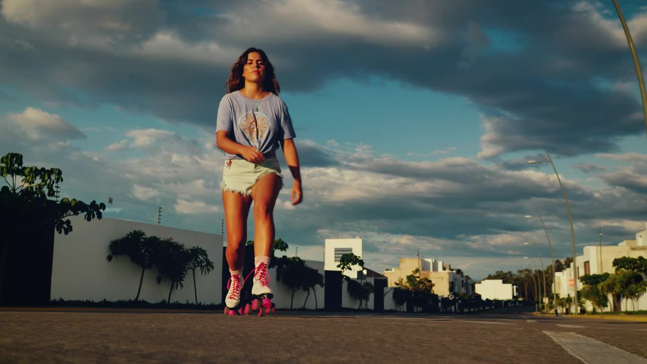 Download Free Video Stock Skating Down An Empty Street In The Evening Sun Live Wallpaper