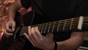 Free Video Stock Skillful Guitarist Playing A Black Guitar Live Wallpaper
