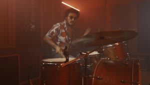 Free Video Stock Skillfully Drummer Playing In A Recording Studio Live Wallpaper