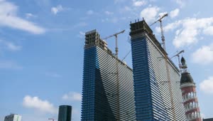 Free Video Stock Skyscraper Construction And Cranes Time Lapse Live Wallpaper