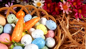 Free Video Stock Small Colored Easter Eggs In A Basket Live Wallpaper