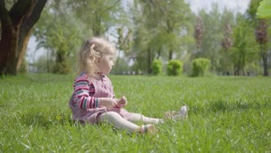 Free Video Stock Small Girl Sitting In Grass And Pointing Live Wallpaper