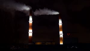 Free Video Stock Smoke Coming From A Factory At Night Live Wallpaper