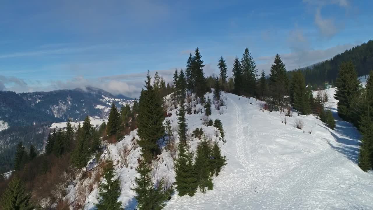 Download Free Video Stock Snowy Path In A Winter Mountain Live Wallpaper