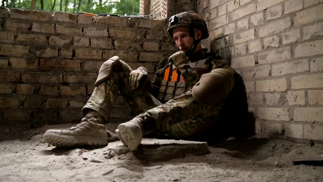 Download Free Video Stock Soldier Resting In A Room Live Wallpaper