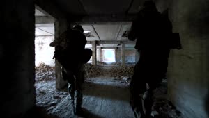 Free Video Stock Soldiers Walking Through An Abandoned Place Live Wallpaper