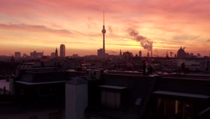 Free Video Stock Spectacular Skyline Of A European City At Sunset Live Wallpaper