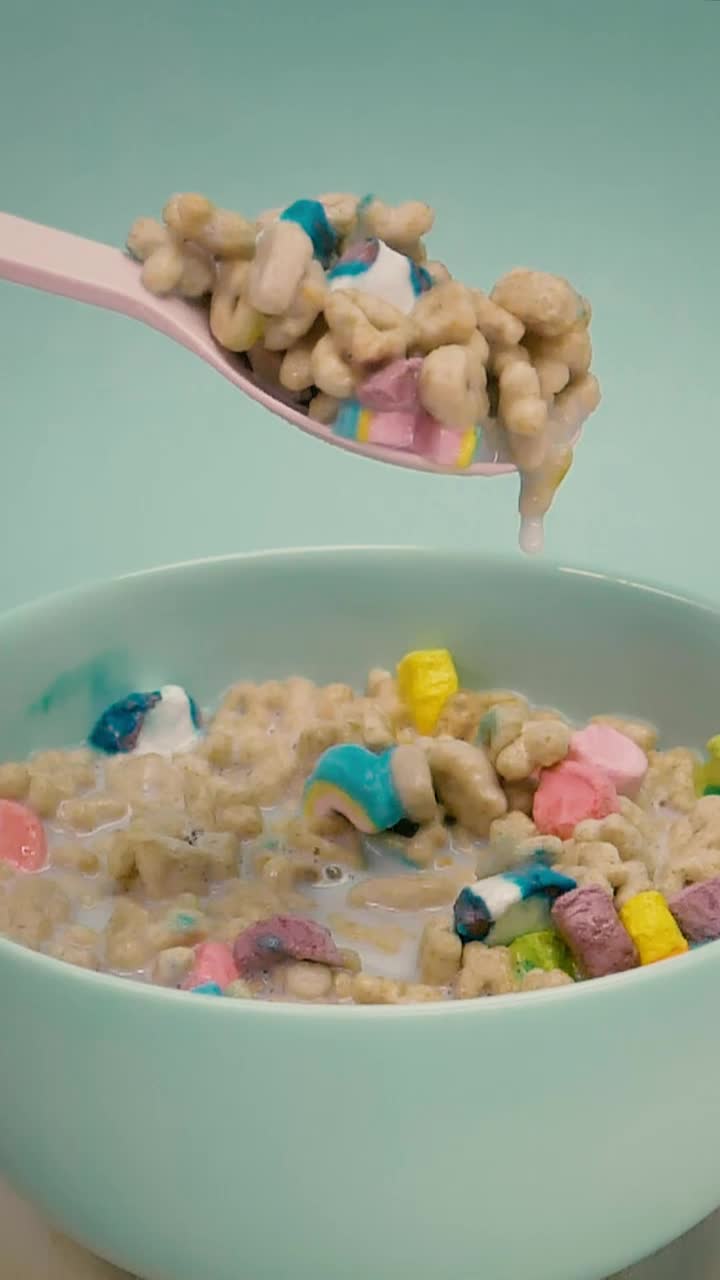 Download Free Video Stock Spoonful Of Cereal With Marshmallows And Milk Live Wallpaper