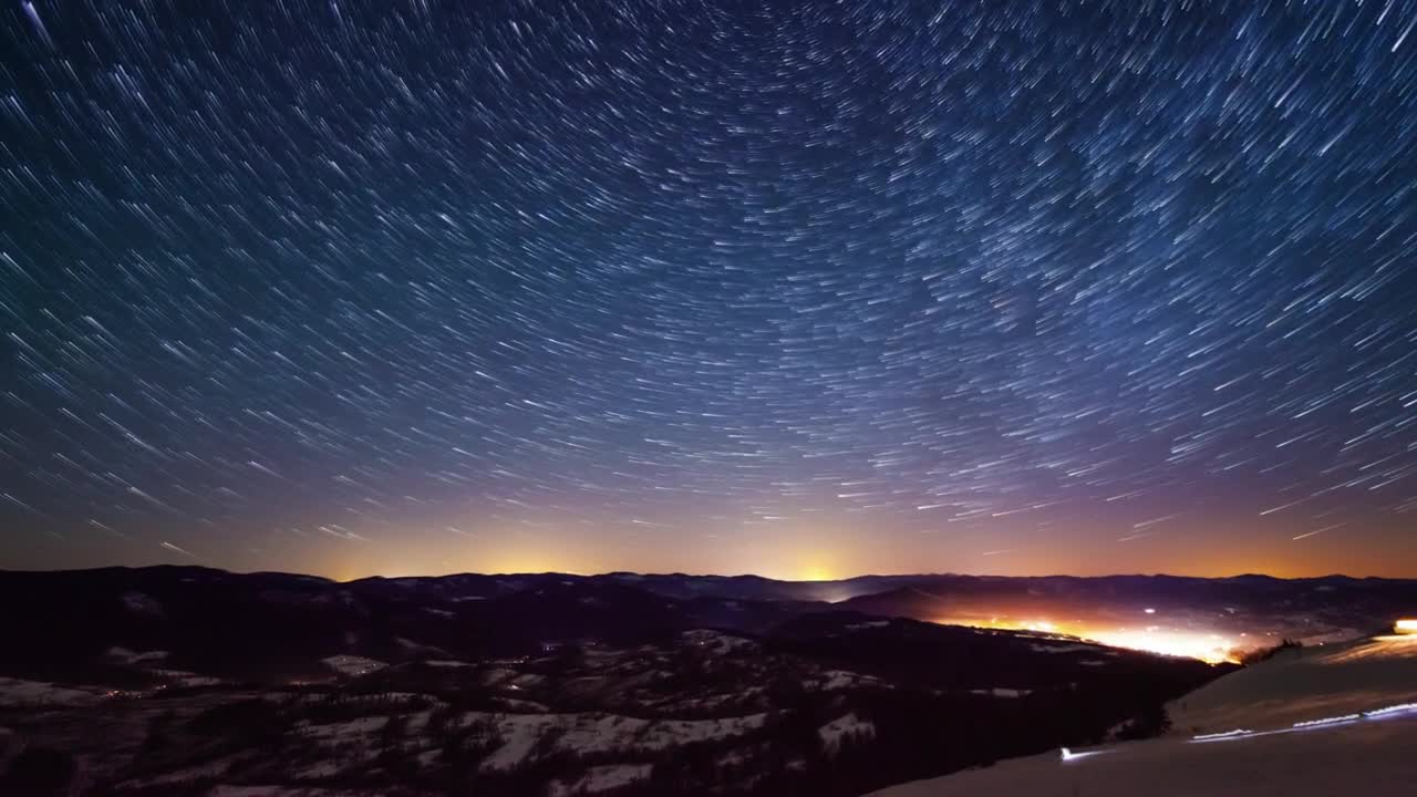 Download Free Video Stock Starry Sky During Sunrise In The Mountains Live Wallpaper