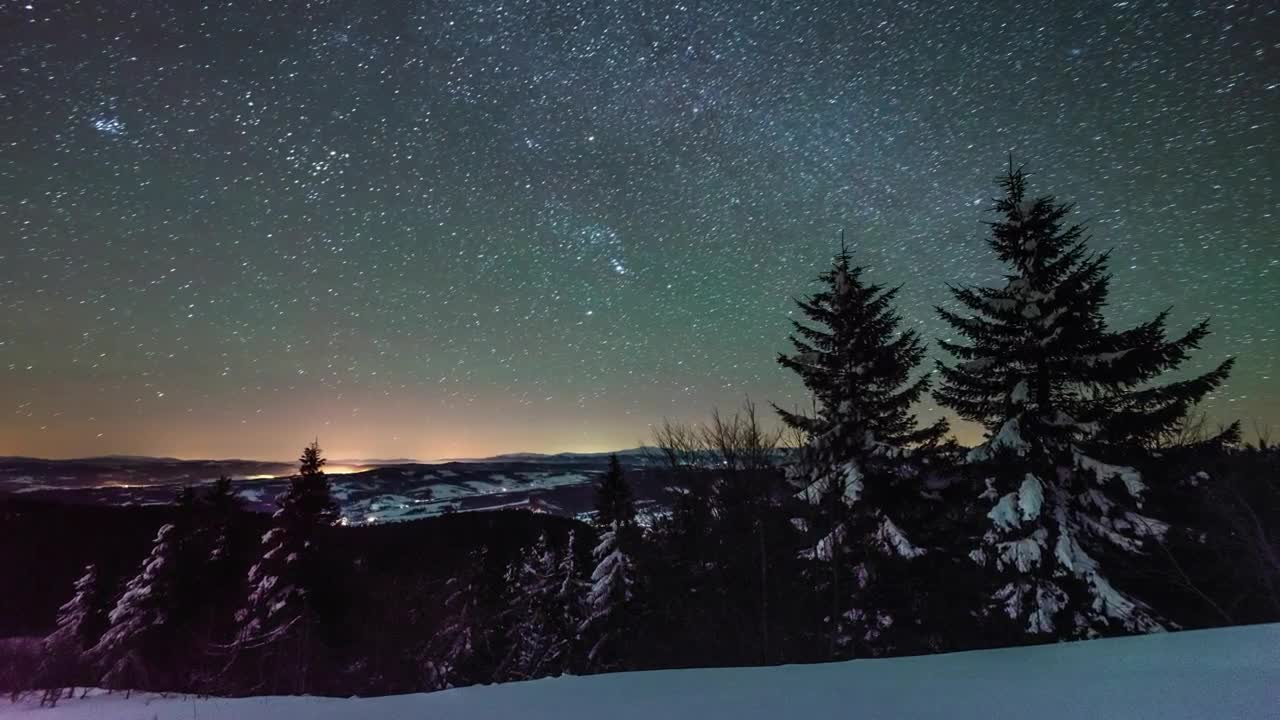 Download Free Video Stock Starry Sky During Winter Live Wallpaper