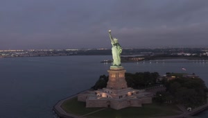 Free Video Stock Statue Of Liberty At Night Aerial View Live Wallpaper