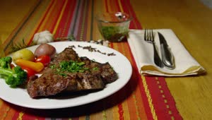 Free Video Stock Steak Served With Vegetables Live Wallpaper