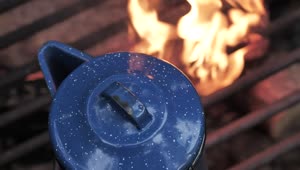 Free Video Stock Steel Kettle On A Campfire With Flames Live Wallpaper