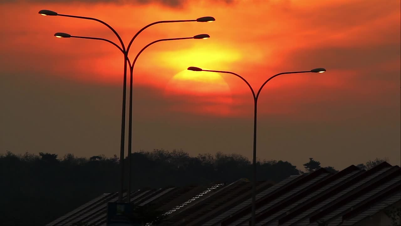 Download Free Video Stock Street Lights At Sunset Live Wallpaper