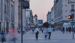 Free Video Stock Street With People Walking At Dusk Live Wallpaper