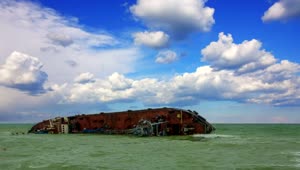 Free Video Stock Sunken Ship On The Seashore Live Wallpaper