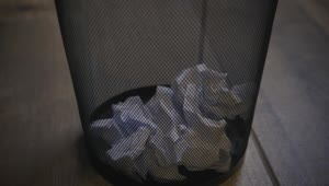 Free Video Stock trash basket of an office with paper balls Live Wallpaper