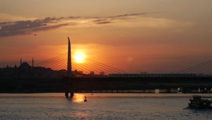 Free Video Stock sunset at the atatürk bridge in istanbul Live Wallpaper