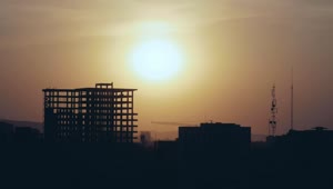 Free Video Stock sunset over a building under construction Live Wallpaper