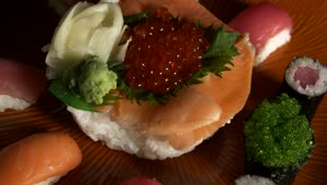 Free Video Stock sushi with fresh salmon Live Wallpaper