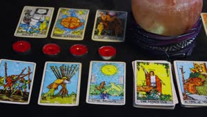 Free Video Stock tarot cards across a table Live Wallpaper