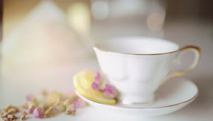 Free Video Stock tea poured into classic china tea cup with flowers Live Wallpaper