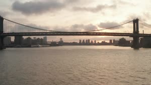 Free Video Stock the brooklyn bridge seen from the river aerial Live Wallpaper