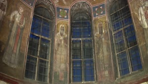 Free Video Stock the ceiling of a church with old paintings Live Wallpaper