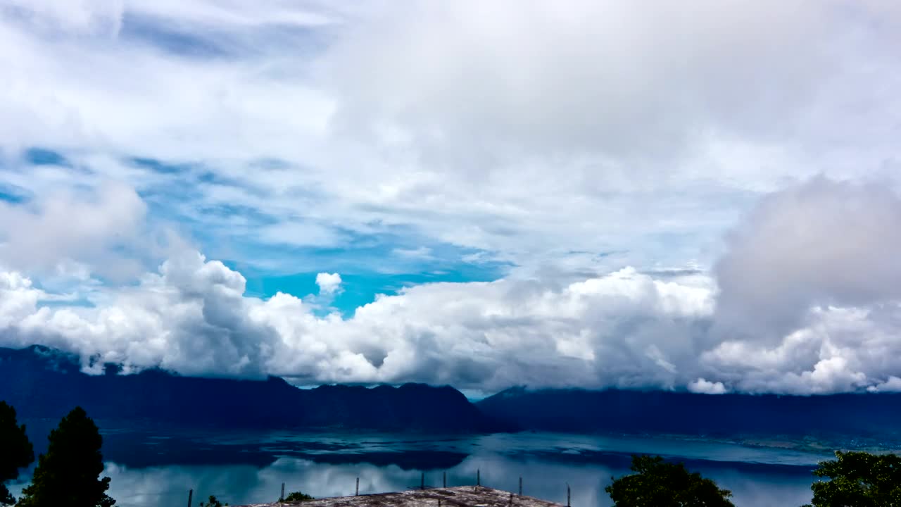 Download Free Video Stock thick clouds above a still lake Live Wallpaper