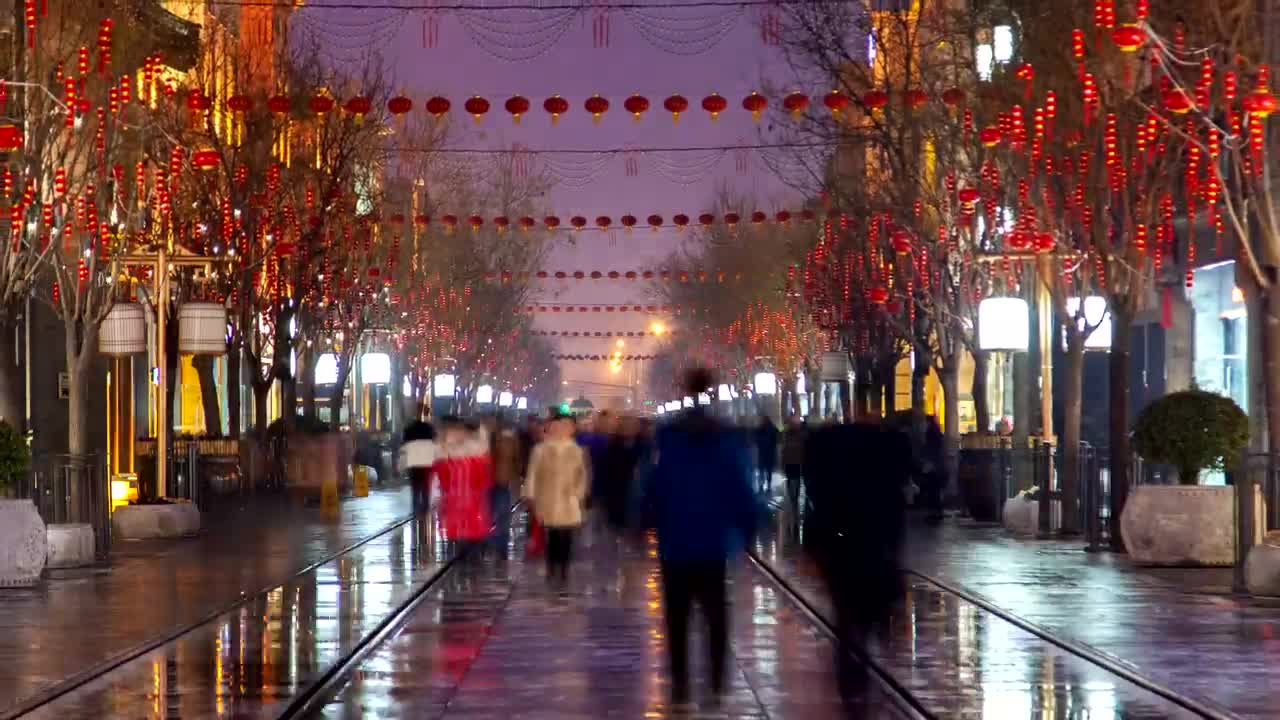 Download Free Video Stock time lapse of people walking on a street in beijin Live Wallpaper