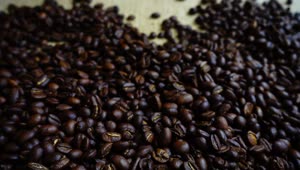 Free Video Stock toasted coffee beans on a sack Live Wallpaper