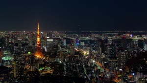 Free Video Stock tokyo cityscape at night aerial shot Live Wallpaper