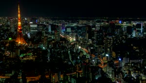 Free Video Stock tokyo cityscape at night with illuminated tower Live Wallpaper