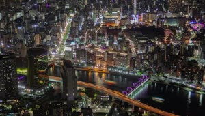 Free Video Stock tokyo iluminated cityscape and river at night Live Wallpaper
