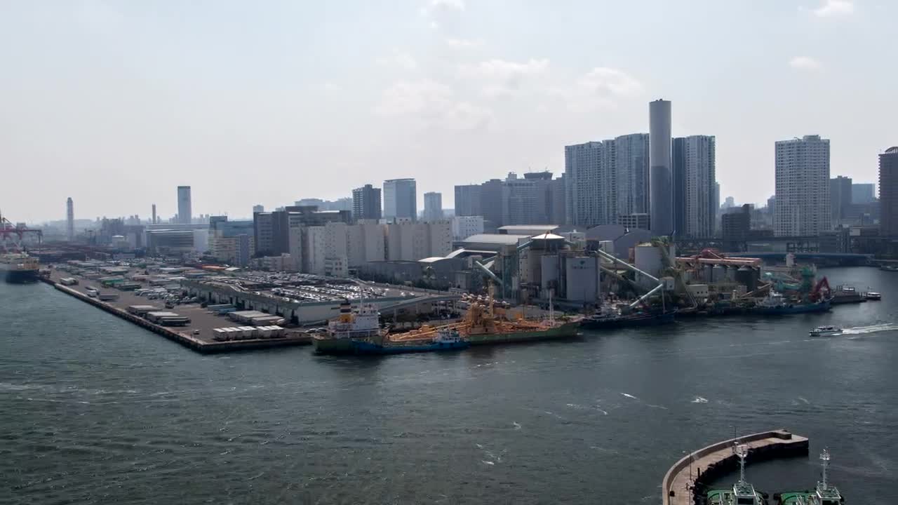 Download Free Video Stock tokyo industrial district and the river Live Wallpaper