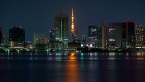 Free Video Stock tokyo urban cityscape with a tower at night Live Wallpaper