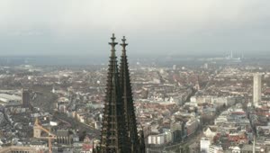 Free Video Stock top of a cathedral with the city in the background Live Wallpaper