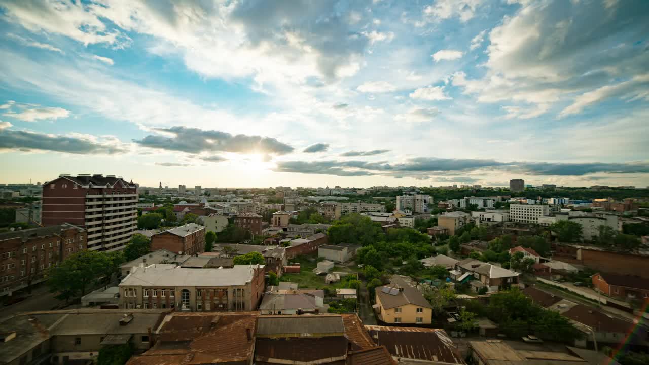 Download Free Video Stock top view of a town during sunset Live Wallpaper