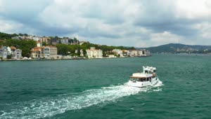 Free Video Stock tour boat heading through istanbul Live Wallpaper