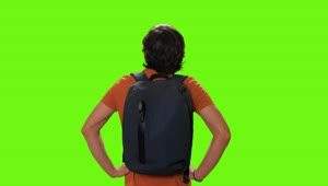 Free Video Stock tourist from behind appreciating the view on a chroma key Live Wallpaper