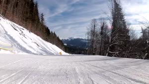 Free Video Stock track view of a skier going down the mountain Live Wallpaper