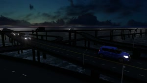 Free Video Stock traffic in a bridge over the sea at night d Live Wallpaper