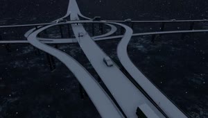 Free Video Stock traffic in the bridges over a river while snowing Live Wallpaper
