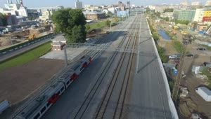 Free Video Stock train moving towards the city center Live Wallpaper