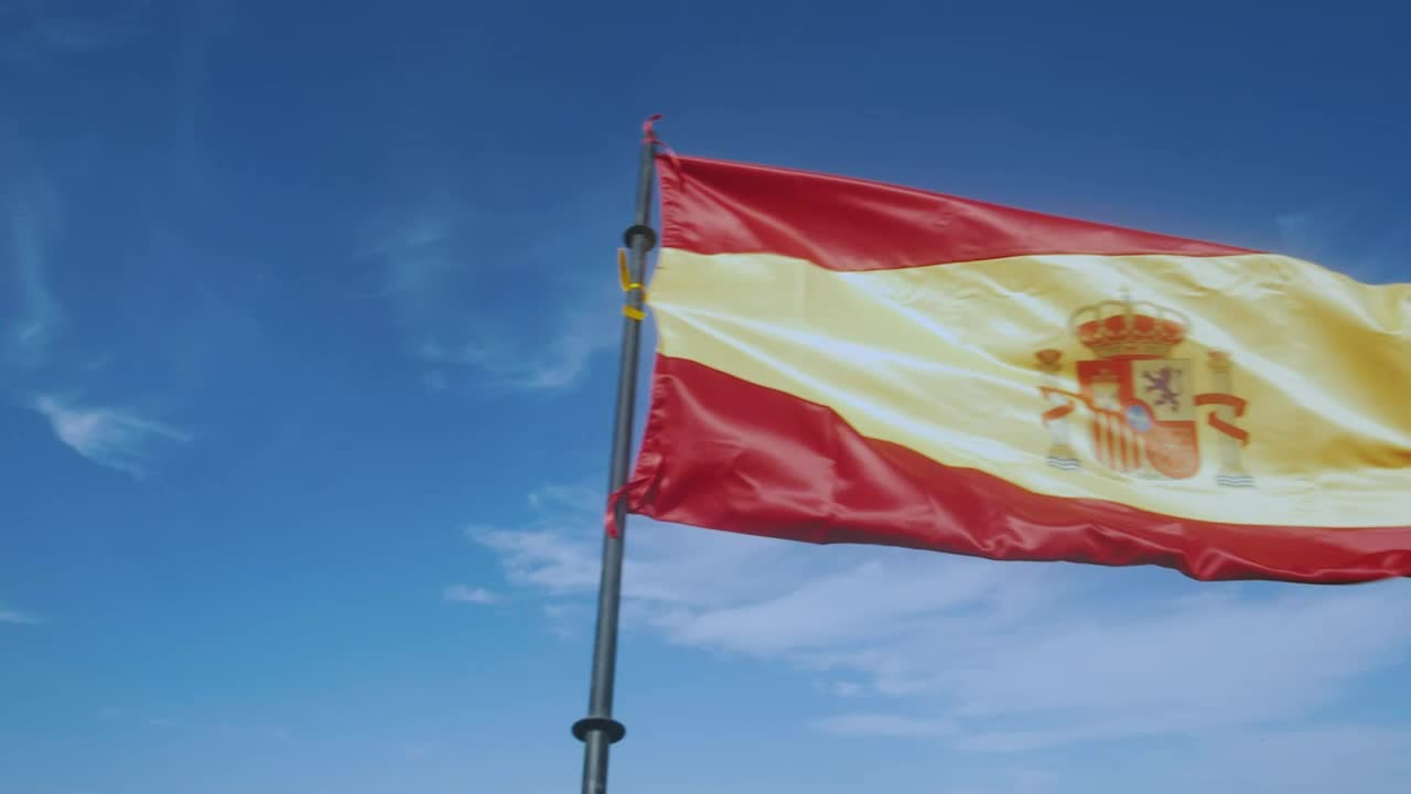 Download Free Stock Video Waving The Flag Of Spain In Slow Motion Live Wallpaper
