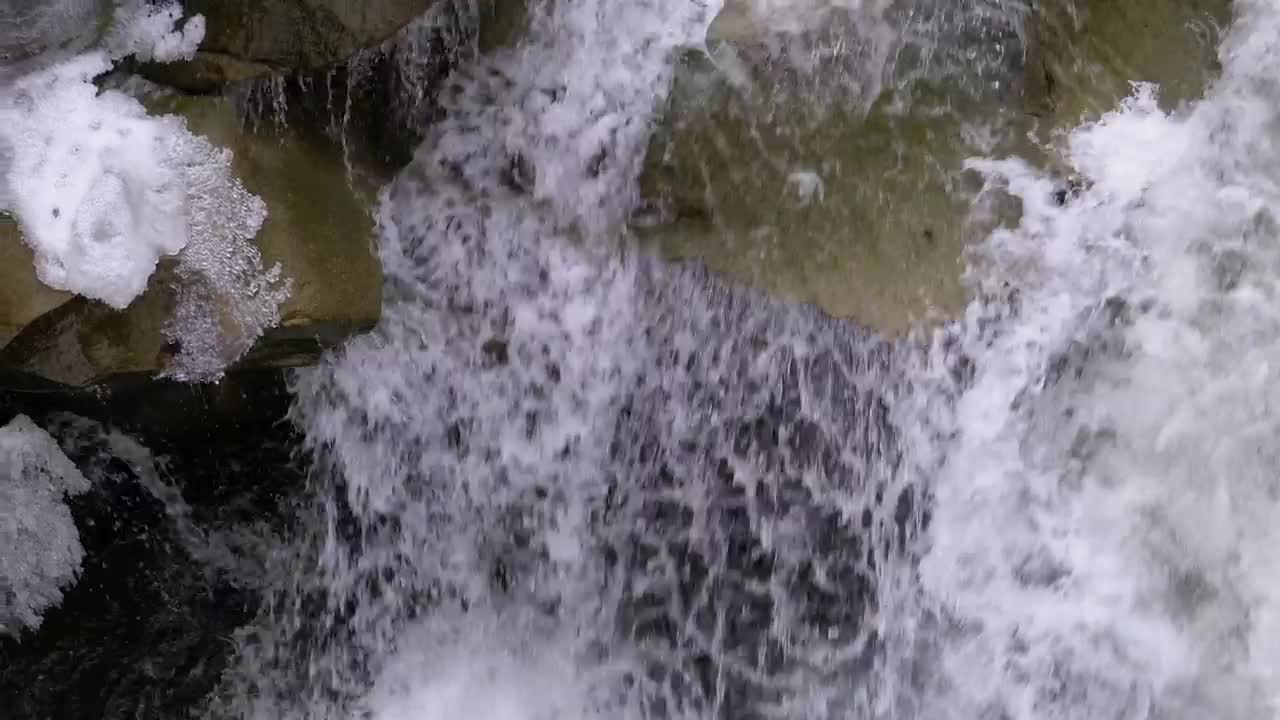 Download Free Stock Video Water Flowing Through The Rocks In The Winter Live Wallpaper