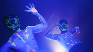 Free Stock Video Two Man With Masks Dancing With Party Light Live Wallpaper